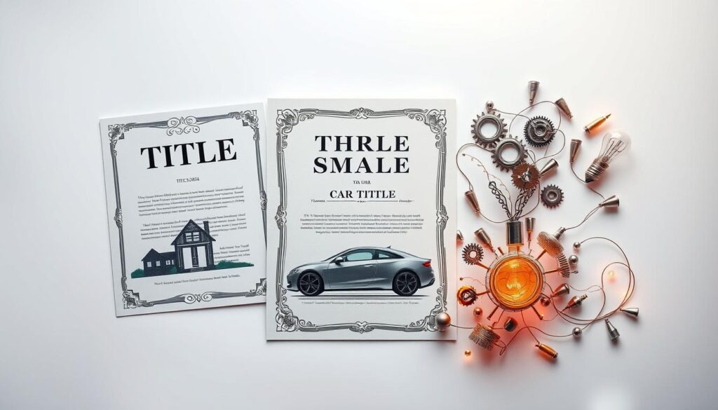 real estate titles, car titles, intellectual property titles